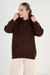Regular Fit Pamuklu Kapüşonlu Yaka Şardonlu Kışlık 2'li Paket Kadın Sweat 5863854S2 Gri Melanj-Kahve