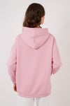 Regular Fit Pamuklu Kapüşonlu Yaka Şardonlu Kışlık Kadın Sweat 5863854 PEMBE