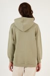 Regular Fit Pamuklu Kapüşonlu Yaka Şardonlu Kışlık Kadın Sweat 5863854 Olive