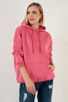Regular Fit Pamuklu Kapüşonlu Yaka Şardonlu Kışlık Kadın Sweat 5863854 FUŞYA