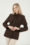 Regular Fit Pelerin Detaylı Düğmeli Kadın Ceket 6927687 KAHVE