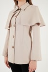 Regular Fit Pelerin Detaylı Düğmeli Kadın Ceket 6927687 TAŞ