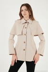 Regular Fit Pelerin Detaylı Düğmeli Kadın Ceket 6927687 TAŞ