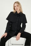 Regular Fit Pelerin Detaylı Düğmeli Kadın Ceket 6927687 SİYAH