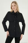 Regular Fit Pelerin Detaylı Düğmeli Kadın Ceket 6927687 SİYAH