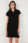 Regular Fit Polo Yaka Mini Kadın Elbise 5866153 SİYAH