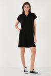 Regular Fit Polo Yaka Mini Kadın Elbise 5866153 SİYAH