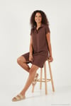 Regular Fit Polo Yaka Mini Kadın Elbise 5866153 KAHVE