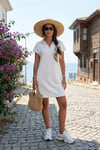 Regular Fit Polo Yaka Mini Kadın Elbise 5866153 EKRU