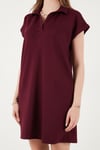 Regular Fit Polo Yaka Mini Kadın Elbise 5866153 BORDO