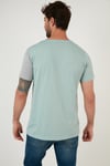 Regular Fit Renk Bloklu Bisiklet Yaka % 100 Pamuk Erkek T Shirt 5902393 Mint-Gri-Beyaz