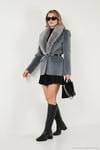 Regular Fit Şal Yaka Kemerli Kadın Kaban 6839688 GRİ