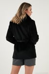 Regular Fit Şal Yaka Kemerli Kadın Kaban 6839688 SİYAH