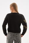 Regular Fit Sıfır Yaka Simli Kadın Kazak 24K0261K1 SİYAH