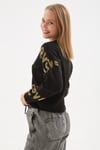 Regular Fit Sıfır Yaka Simli Kadın Kazak 24K0261K1 SİYAH
