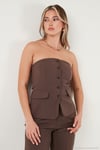 Regular Fit Straplez Yaka Düğmeli Kadın Yelek 6839611 KAHVE
