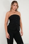 Regular Fit Straplez Yaka Düğmeli Kadın Yelek 6839611 SİYAH