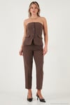 Regular Fit Straplez Yaka Düğmeli Kadın Yelek 6839611 KAHVE