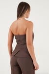 Regular Fit Straplez Yaka Düğmeli Kadın Yelek 6839611 KAHVE
