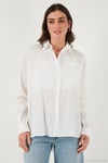 Regular Fit Tek Cepli Önü Kısa Arkası Uzun Krinkıl Kadın Gömlek 6772752 BEYAZ