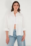 Regular Fit Tek Cepli Önü Kısa Arkası Uzun Krinkıl Kadın Gömlek 6772752 BEYAZ