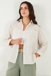 Regular Fit Tek Cepli Önü Kısa Arkası Uzun Krinkıl Kadın Gömlek 6772752 TAŞ
