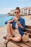 Regular Fit Tek Cepli Önü Kısa Arkası Uzun Krinkıl Kadın Gömlek 6772752 İNDİGO