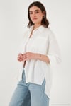 Regular Fit Tek Cepli Önü Kısa Arkası Uzun Krinkıl Kadın Gömlek 6772752 BEYAZ