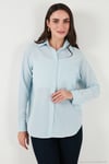 Regular Fit Uzun Kollu Cepli Çizgili Kadın Gömlek 6772895 BEBE MAVİ