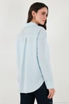 Regular Fit Uzun Kollu Cepli Çizgili Kadın Gömlek 6772895 BEBE MAVİ
