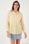 Regular Fit Uzun Kollu Cepli Çizgili Kadın Gömlek 6772895 SARI