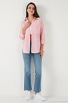 Regular Fit Uzun Kollu Cepli Çizgili Kadın Gömlek 6772895 Şeker Pembe