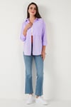 Regular Fit Uzun Kollu Cepli Çizgili Kadın Gömlek 6772895 LİLA