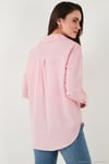 Regular Fit Uzun Kollu Cepli Çizgili Kadın Gömlek 6772895 Şeker Pembe