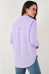 Regular Fit Uzun Kollu Cepli Çizgili Kadın Gömlek 6772895 LİLA