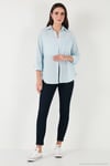Regular Fit Uzun Kollu Cepli Çizgili Kadın Gömlek 6772895 BEBE MAVİ