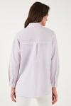 Regular Fit Uzun Kollu Çizgili Kadın Gömlek 6772875 LİLA
