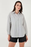 Regular Fit Uzun Kollu Çizgili Kadın Gömlek 6772875 SİYAH