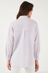 Regular Fit Uzun Kollu Çizgili Kadın Gömlek 6772875 LİLA