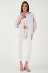 Regular Fit Uzun Kollu Çizgili Kadın Gömlek 6772875 LİLA