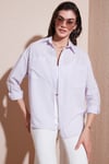 Regular Fit Uzun Kollu Çizgili Kadın Gömlek 6772875 LİLA