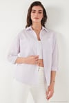 Regular Fit Uzun Kollu Çizgili Kadın Gömlek 6772875 LİLA