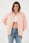 Regular Fit Uzun Kollu Çizgili Kadın Gömlek 6772875 ORANJ