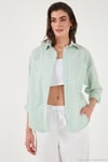 Regular Fit Uzun Kollu Çizgili Kadın Gömlek 6772875 BENETTON