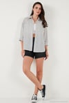 Regular Fit Uzun Kollu Çizgili Kadın Gömlek 6772875 SİYAH