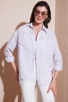 Regular Fit Uzun Kollu Çizgili Kadın Gömlek 6772875 LİLA