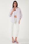 Regular Fit Uzun Kollu Çizgili Kadın Gömlek 6772875 LİLA