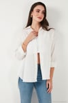 Regular Fit Uzun Kollu Dokulu Kadın Gömlek 6772799 BEYAZ