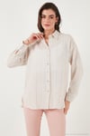 Regular Fit Uzun Kollu Dokulu Kadın Gömlek 6772799 TAŞ