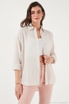 Regular Fit Uzun Kollu Dokulu Kadın Gömlek 6772799 TAŞ